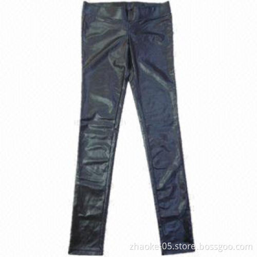 Ladies' Shiny Legging, Made of 92% Polyester and 8% Elastan PU-coated Knitted Fabric